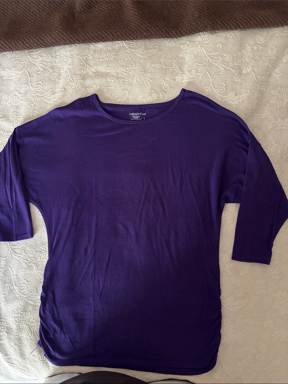 Coldwater Creek Deep Purple Dolman Sleeve Long Sleeve Tee, Size L
